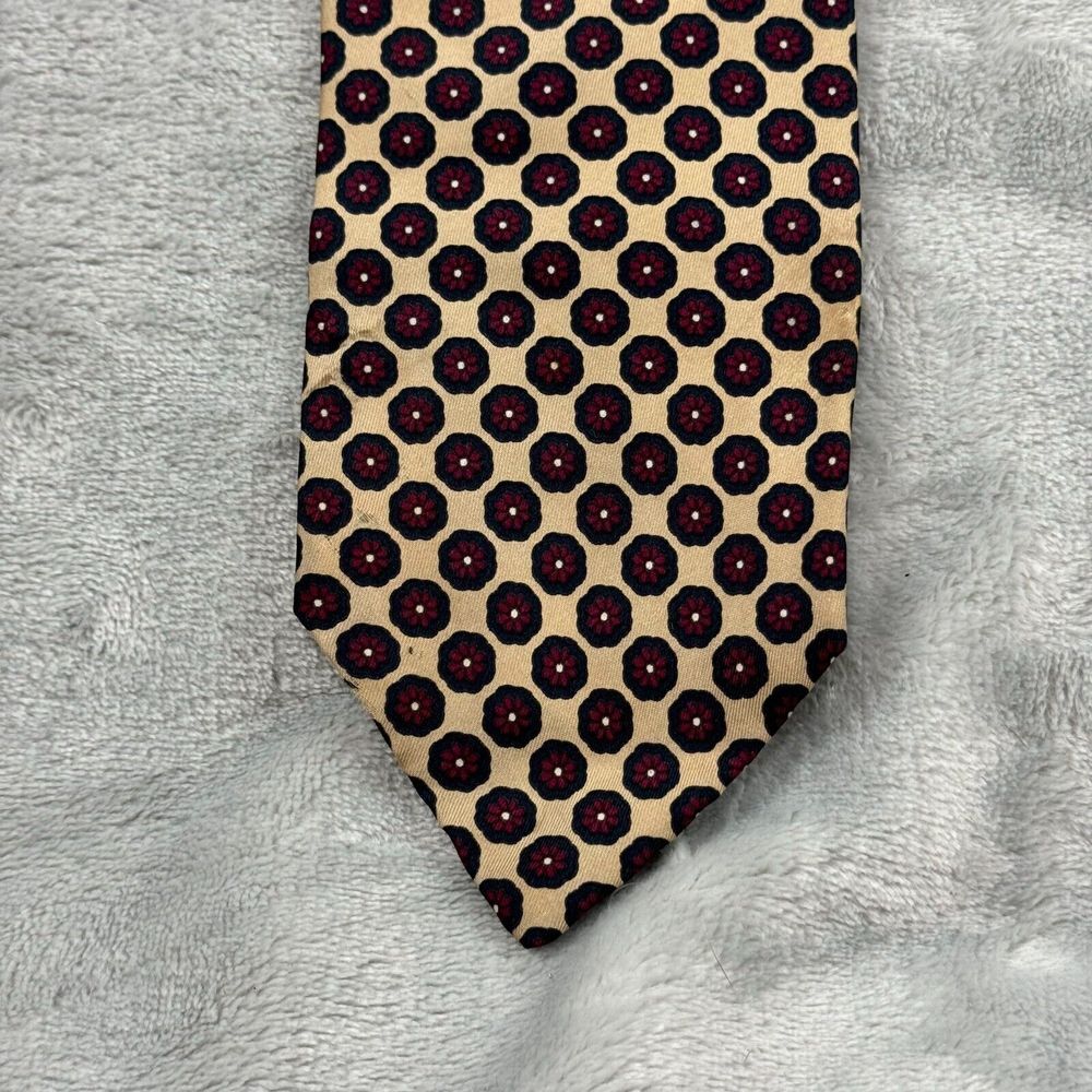 Christian Dior Cravates Tie Yellow Geometric‎ Floral Silk 3.25"x57" Wedding
